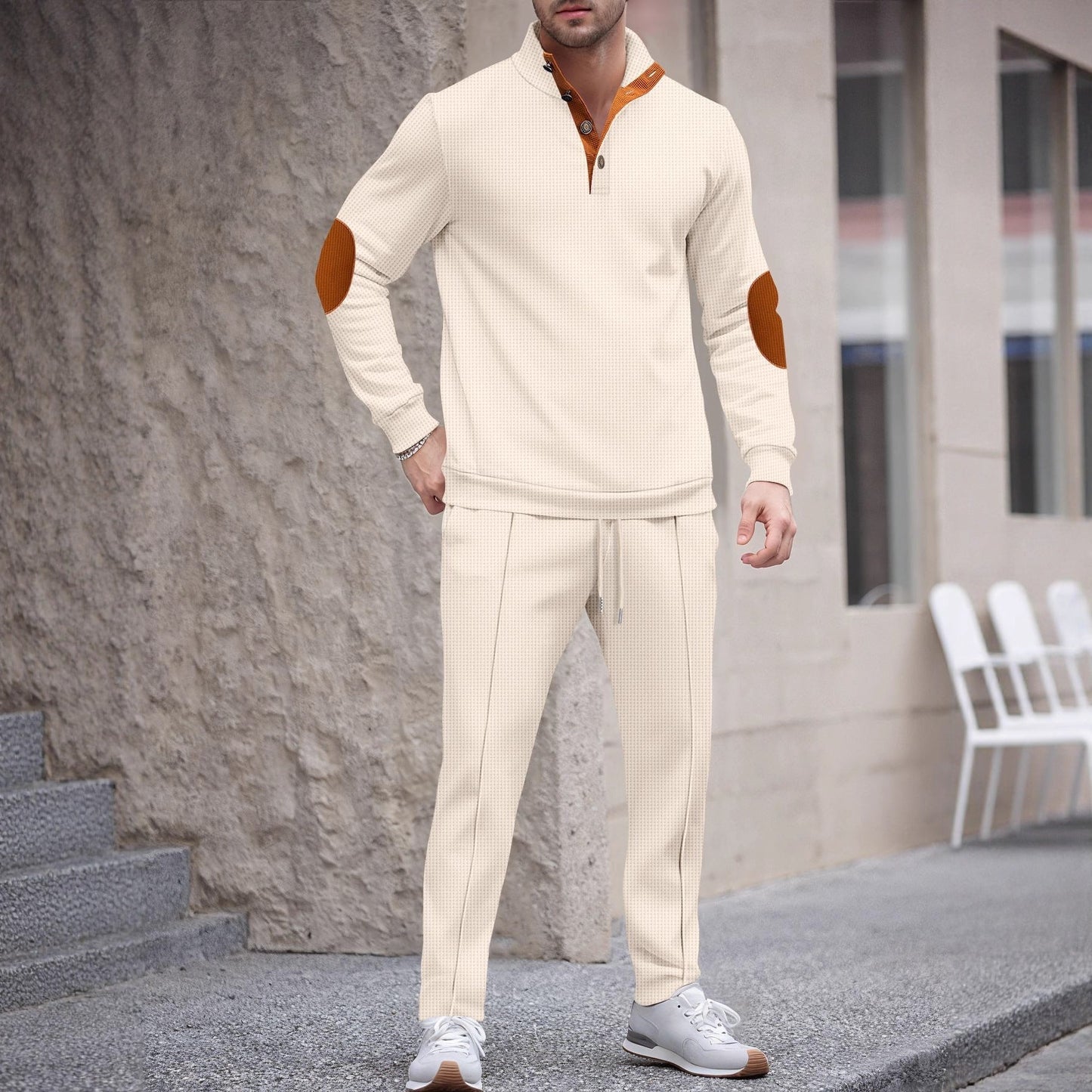 Mens Tracksuit Street-wave Modern Cut With Elegant Contrast Details For Active Men
