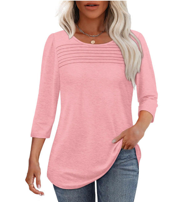 Street-wave Women Elegant Ruched Top Soft Knit Fit Versatile Day To Night For Work