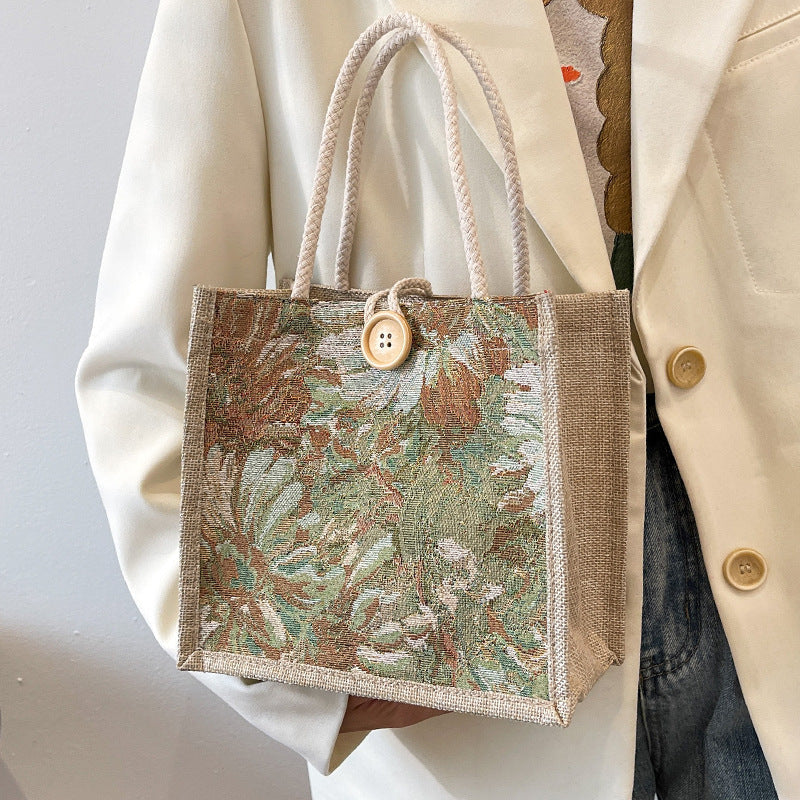 Heather Floral Woven Tote