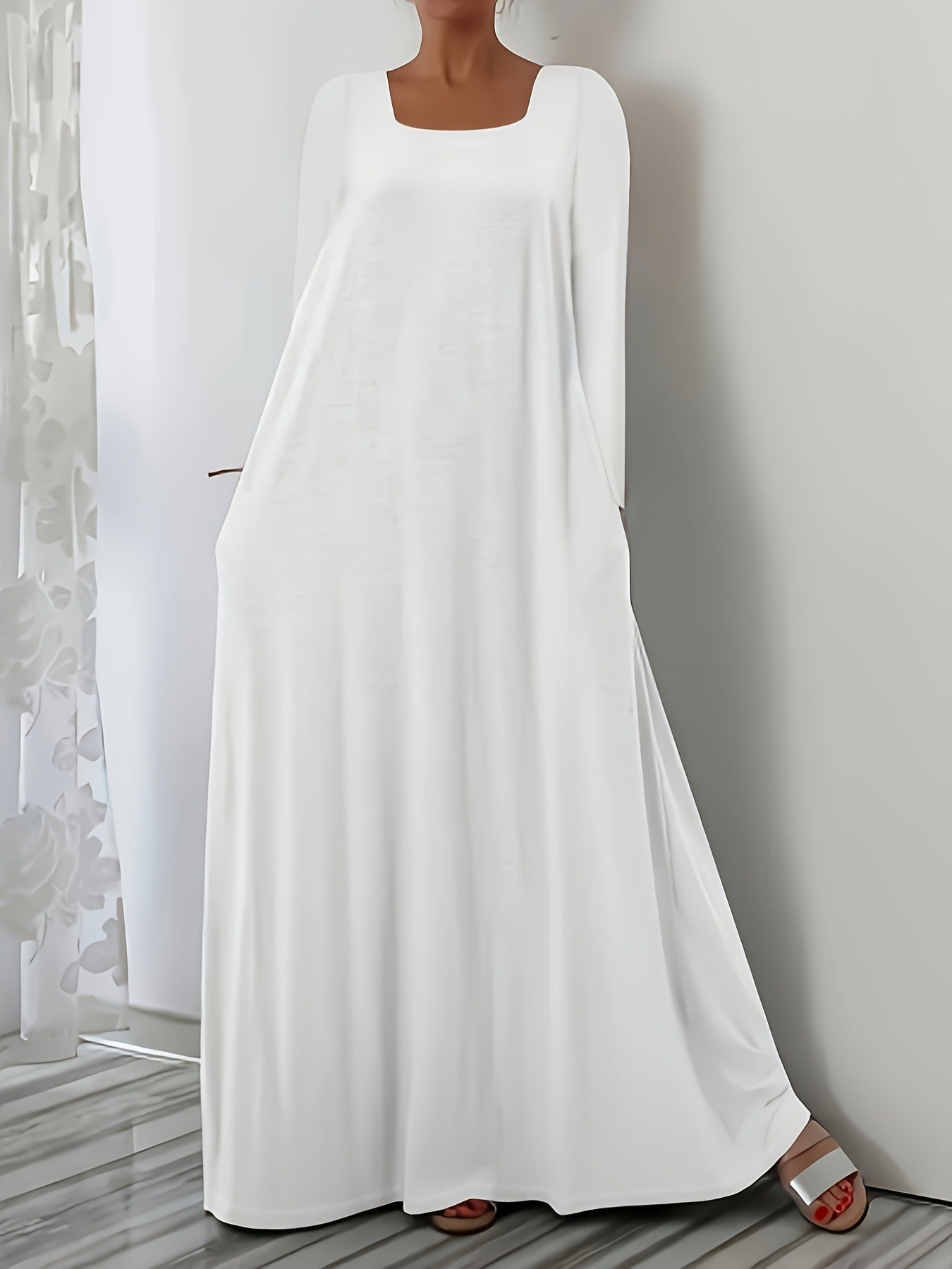 Street-Wave Wide Cut Maxi Dress With Pockets For Women Flowy Comfort Everyday Essential
