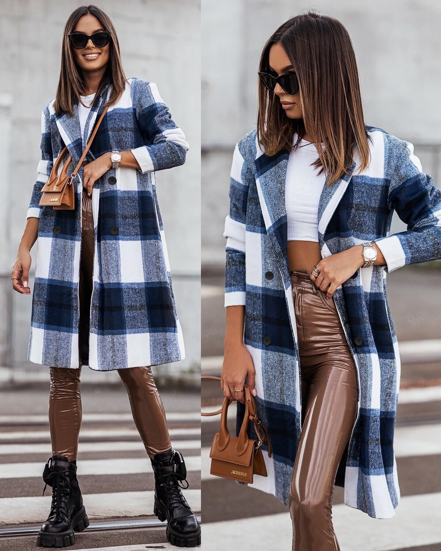 Streetwave Women Plaid Oversized Winter Coat For Cold Weather Warmth And Comfort