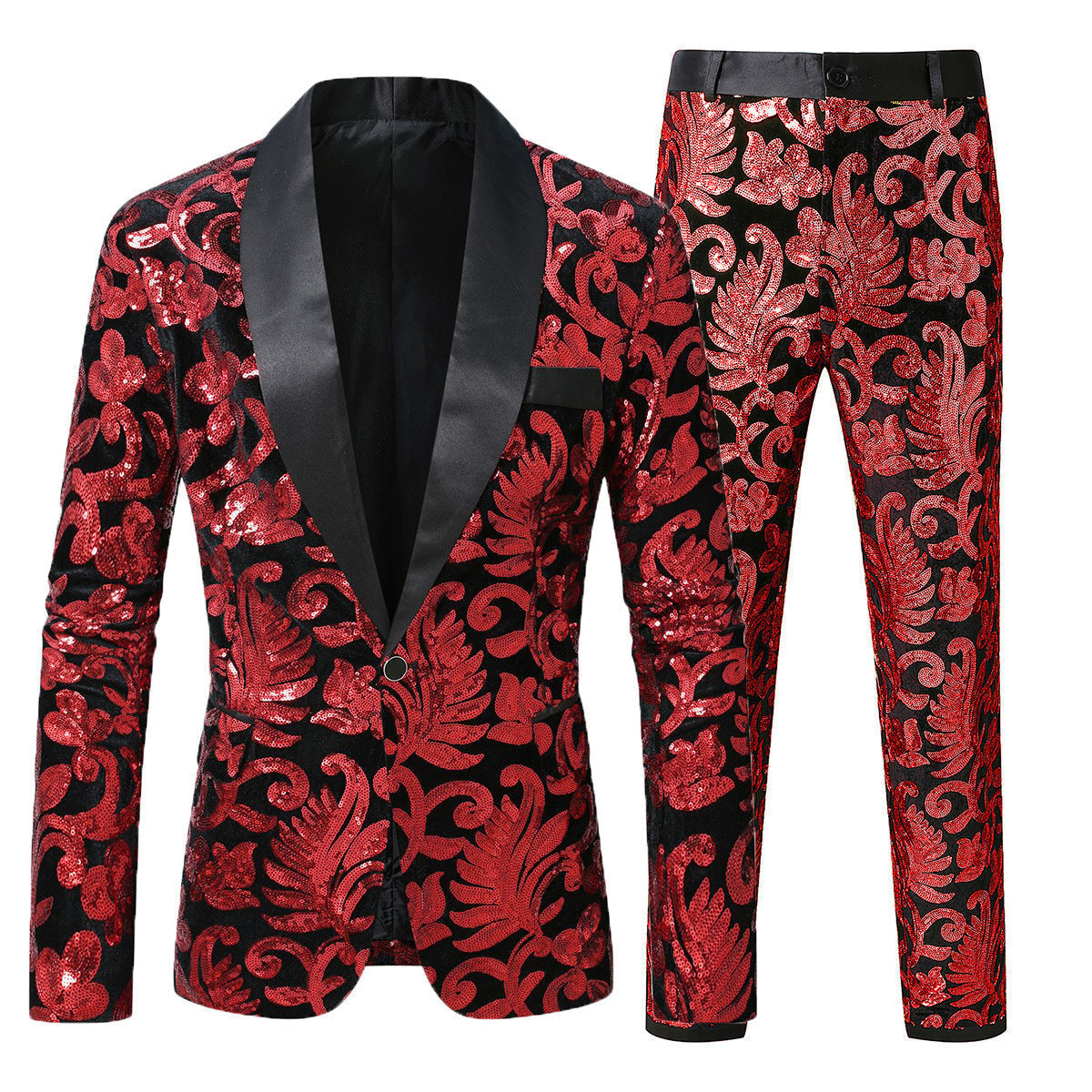 Street Wave Mens Glamorous Gold Sequin Suit Set For Nightlife Partygoers Showstopper Luxury