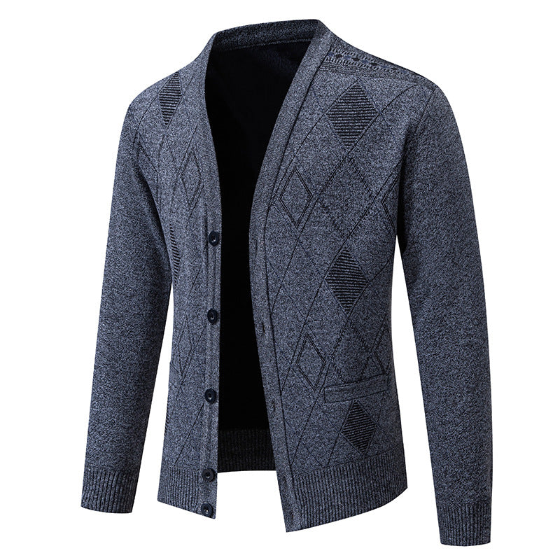 Mens Cardigan With Elegant Diamond Knit From Street-wave For Stylish Men Office Smart Casual Wear