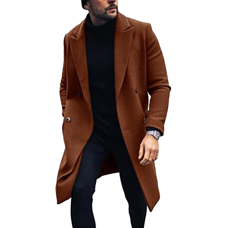 Men's Modern Long Coat With Double Breasted Closure Street Wave For Fashionable Men Sleek Premium Style