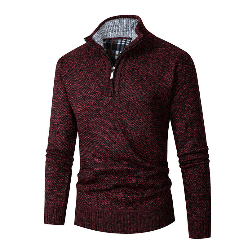 Street Wave Men's High Collar Zip Sweater Practical Stand Collar Versatile Warmth for Modern Men
