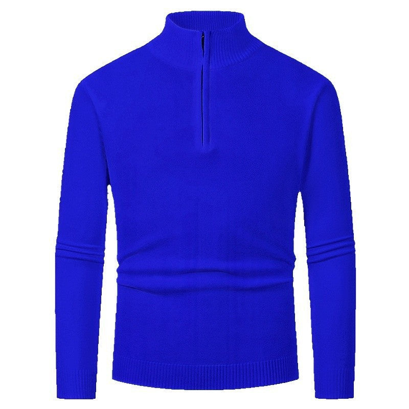 Street-wave Men's Half Zip Pullover With Stand Collar, Premium Knit, Everyday Style