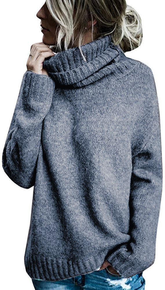 Streetwave Women Heavy Knit Pullover With High Collar For Everyday Warmth And Cozy Relaxed Fit