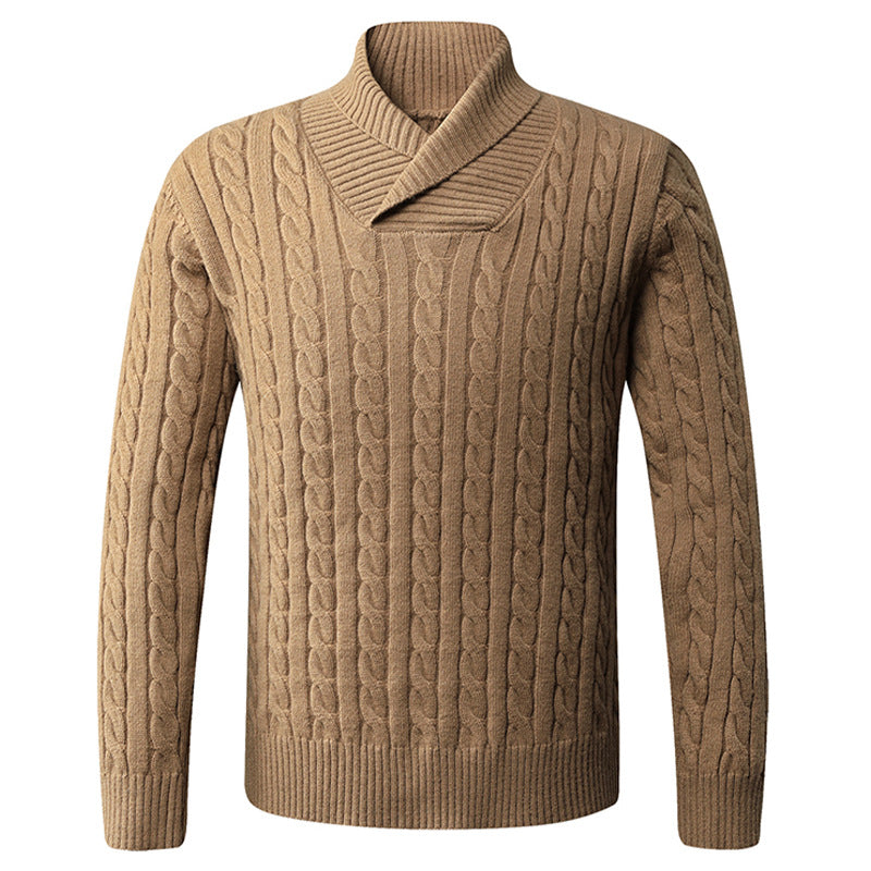 Streetwave Mens Cable Knit Wool Sweater With Shawl Collar For Cold Weather All Day Warmth