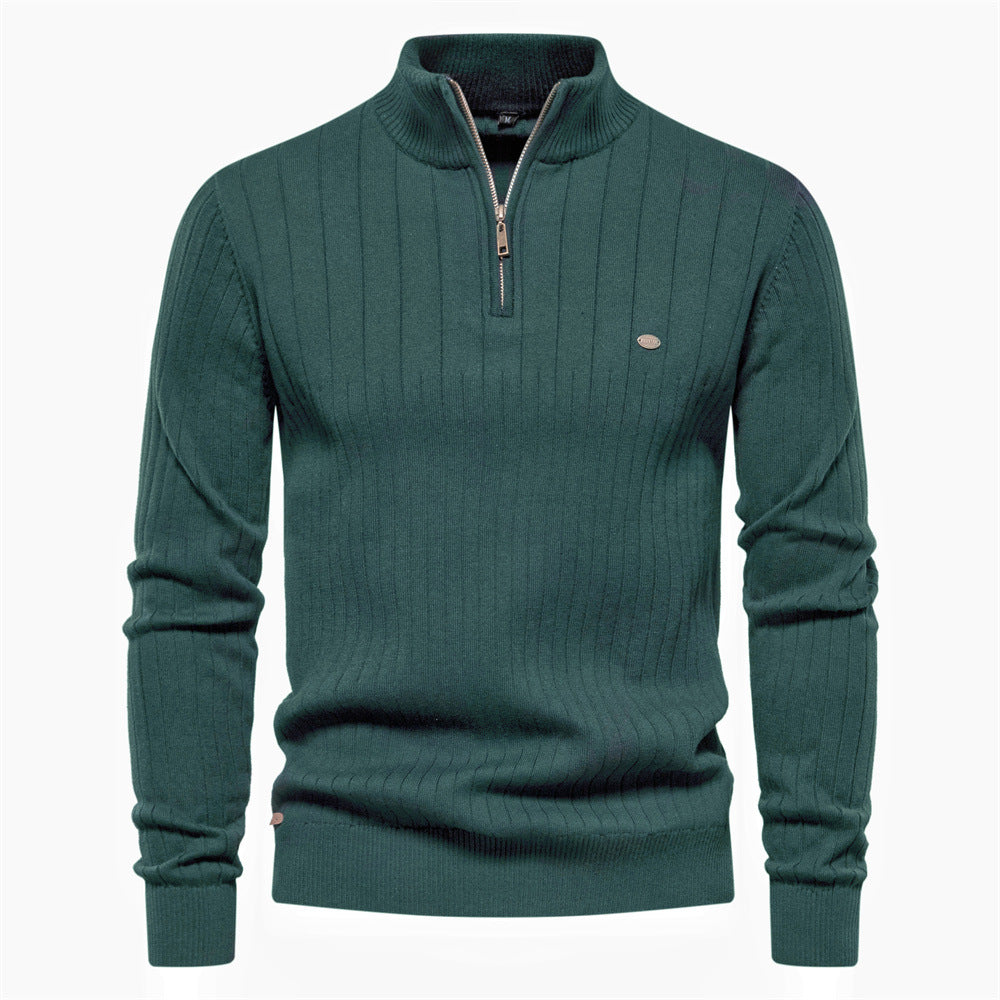 Street-wave Men's Half Zip Ribbed Knit Pullover for Casual and Formal Wear All Season Comfort