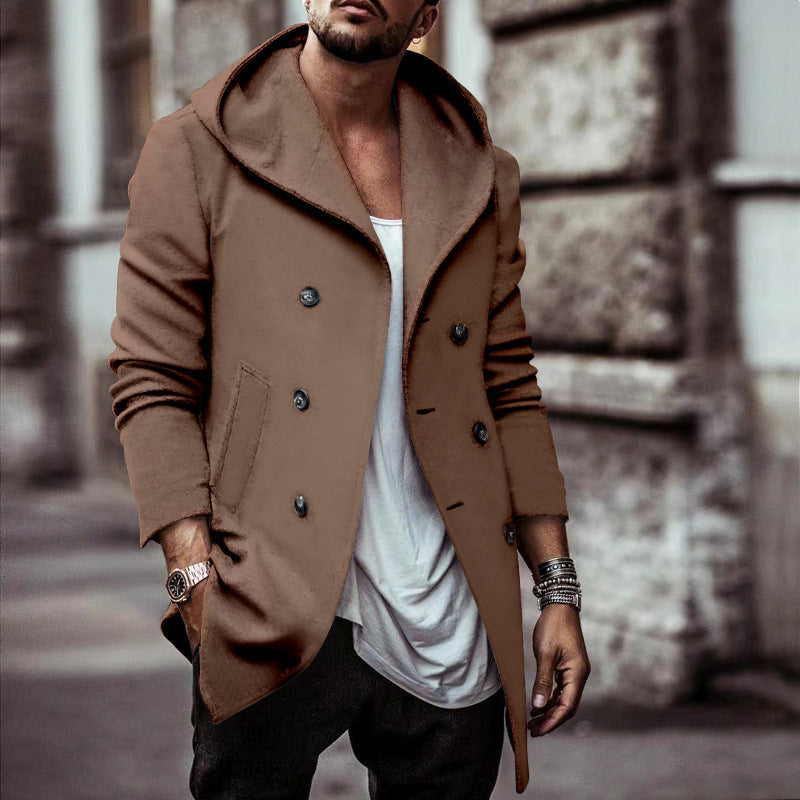 Streetwave Mens Stylish Hoodie Coat With Double Button Closure And Wide Collar Winter Ready