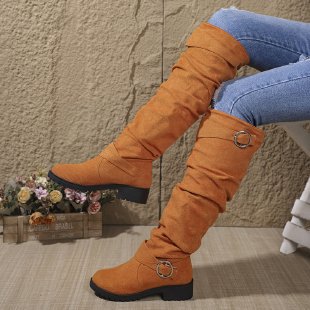 Over-the-Knee Boots Soft Suede With Decorative Buckle Detail Street-wave For Women Chic Comfort