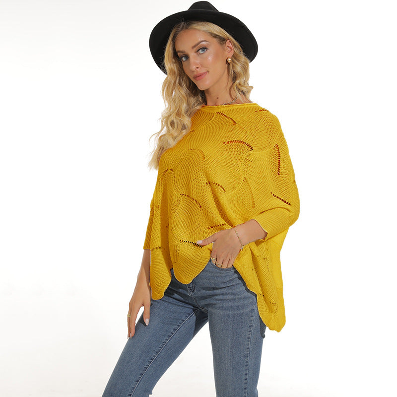 Street-Wave Womens Poncho Breathable Mesh Knit, Versatile All-Season Comfort for Casual and Workwear