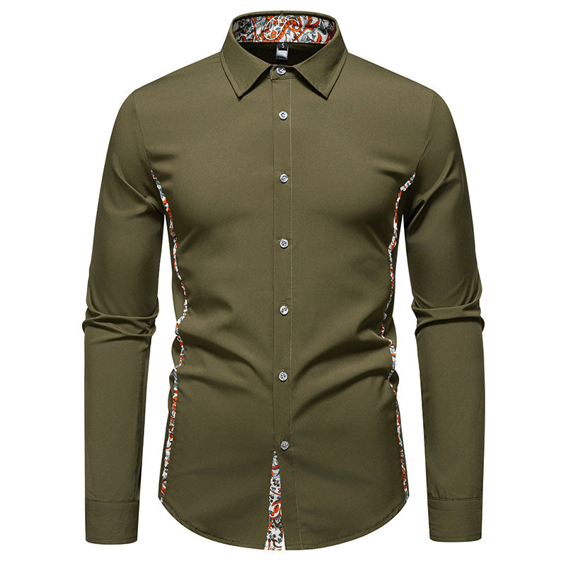 Mens Elegant Shirt With Floral Pattern And Modern Accents By Street-Wave For Formal And Everyday Wear