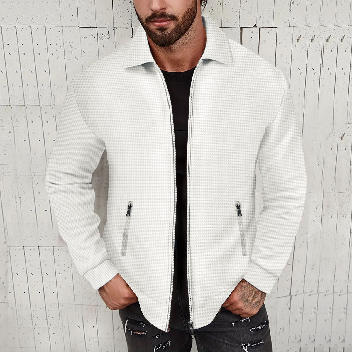 Street-wave Men's Short Jacket With Structured Design And Practical Pockets For Everyday Urban Wear