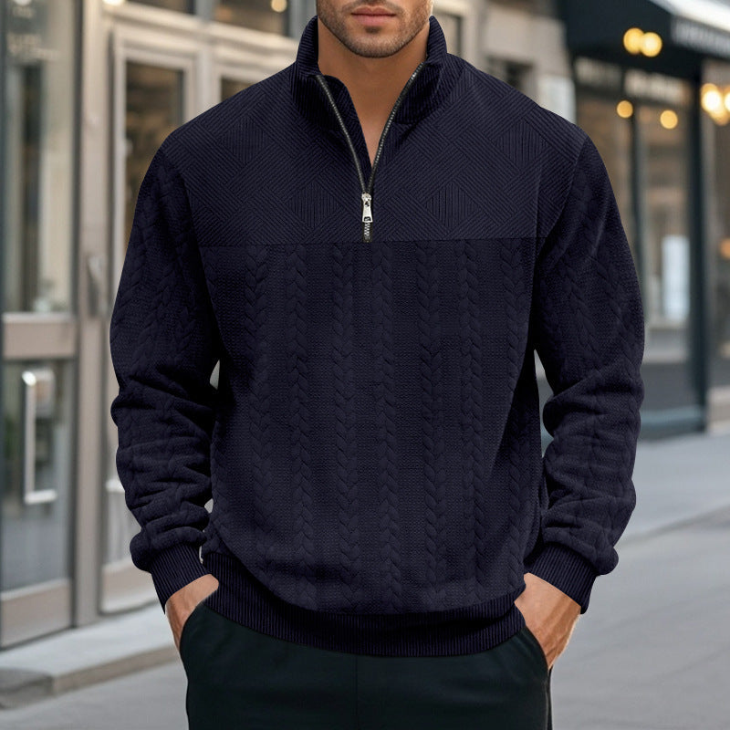 Mens Knit Pullover Streetwave With Modern Stand Collar And Zipper Cozy Warm Casual Sweater