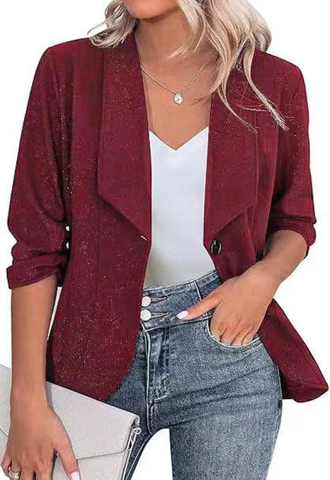 Street Wave Glitter Blazer Jacket For Women With Feminine Silhouette And Elegant Lapel