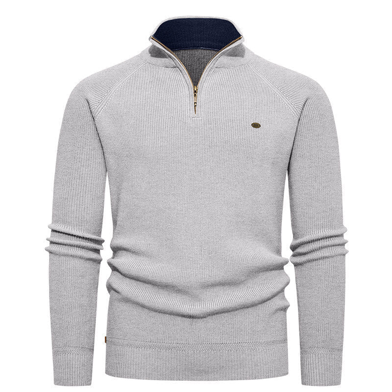 Street-Wave Mens Half Zip Knit Sweater With Stand Collar Zip Up Cozy Classic Modern For Men