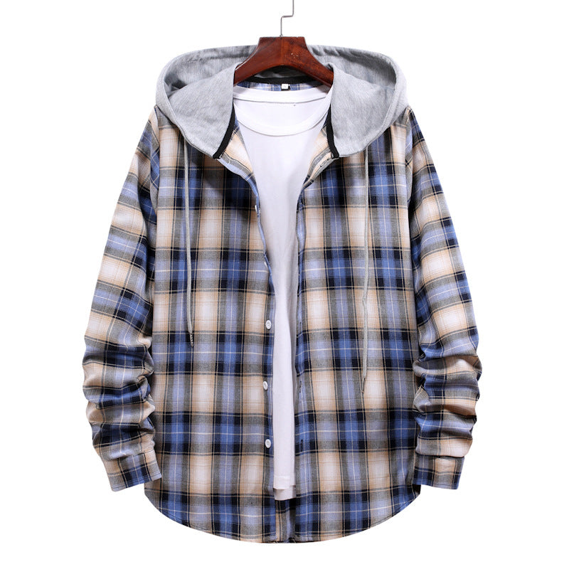 Plaid Flannel Hooded Jacket For Women Street-wave Warmth Cozy Comfort Versatile For Transitional Weather