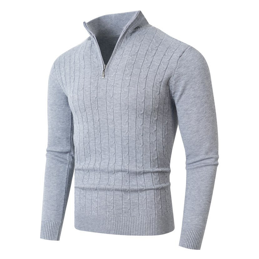 Mens Half Zip Knit Sweater With Structured Cable Knit Design Street-Wave For Men Premium Comfort Everyday