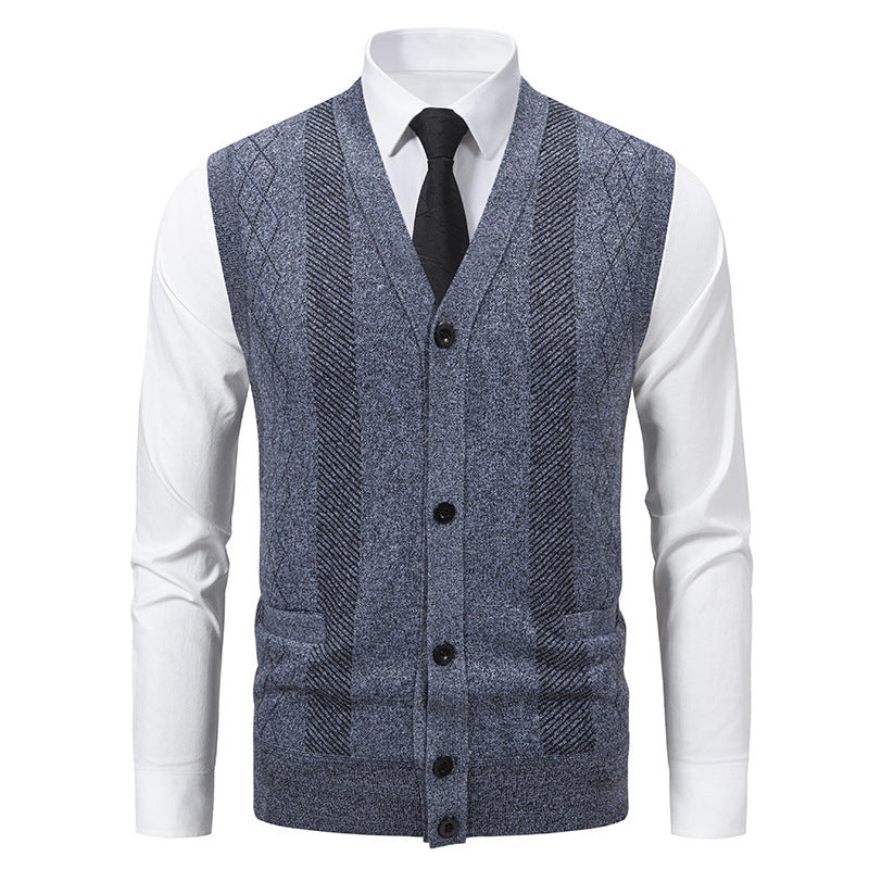 Mens Cardigan With Classic V Neck And Fine Cable Knit Pattern Street-Wave Timeless Versatile For Modern Men