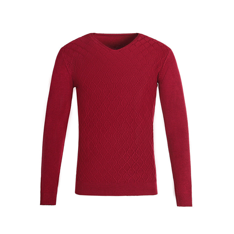 V-Neck Sweater With Textured Diamond Knit By Street-Wave For Men Premium Comfort And Style