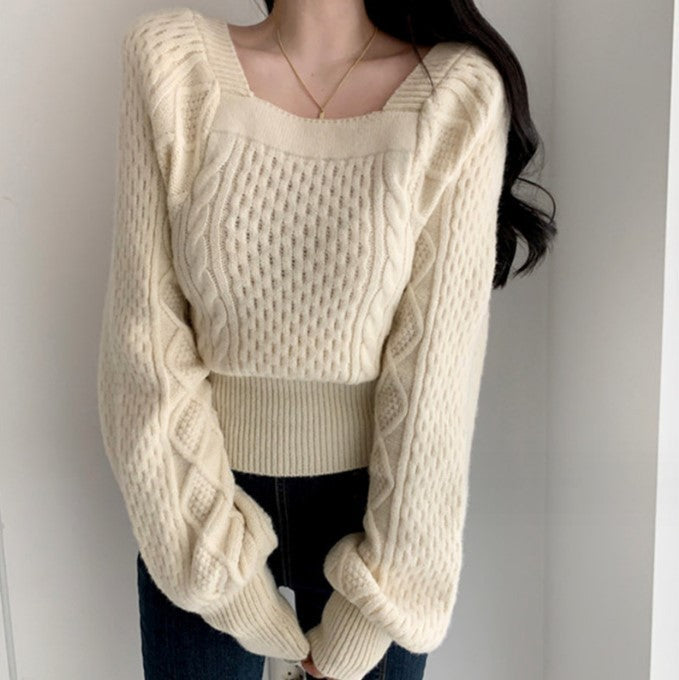 Streetwave Ladies Chunky Cable Knit Pullover With Square Neckline For Cozy Warmth