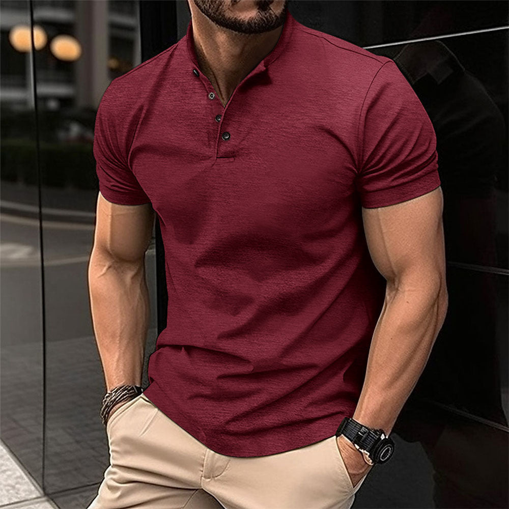 Street-Wave Men's Polo Shirt With Placket Short Sleeve Soft Breathable Cotton For Everyday Casual Wear