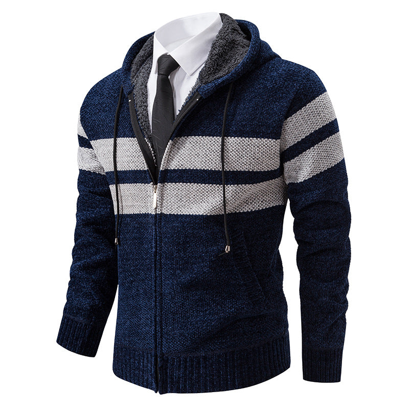 Street Wave Men's Hooded Zip Hoodie With Modern Zipper And Fleece Lining For Style Conscious Men