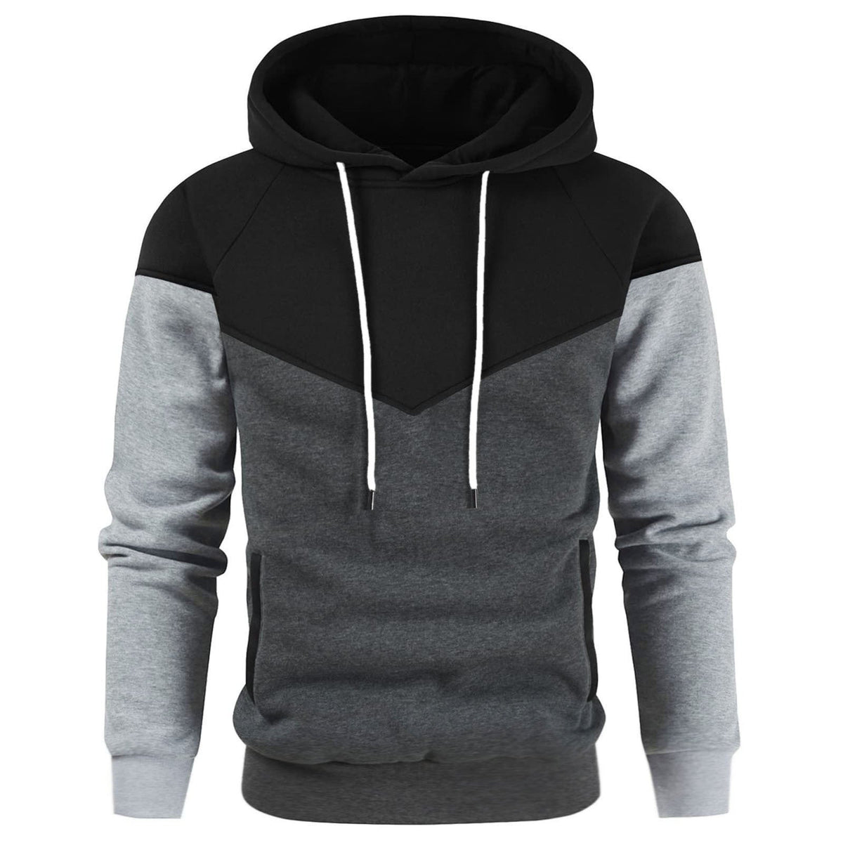 Street-wave Mens Hoodie With Geometric Color Block For Active Casual Wear In Modern Street Style