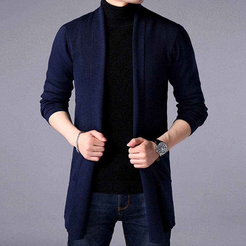 Street-wave Men's Open-Front Cardigan With Pockets, Breathable Cotton Knitwear For Everyday Comfort