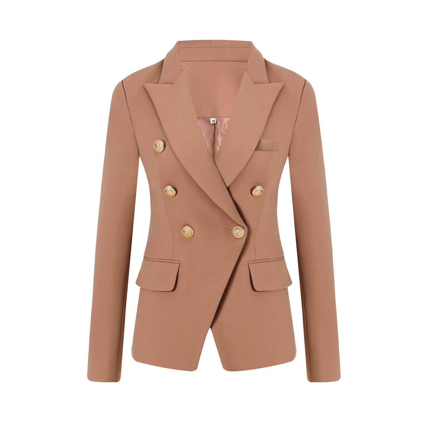 Streetwave Womens Elegant Double Breasted Blazer Jacket With Gold Tone Buttons For Work Or Evening