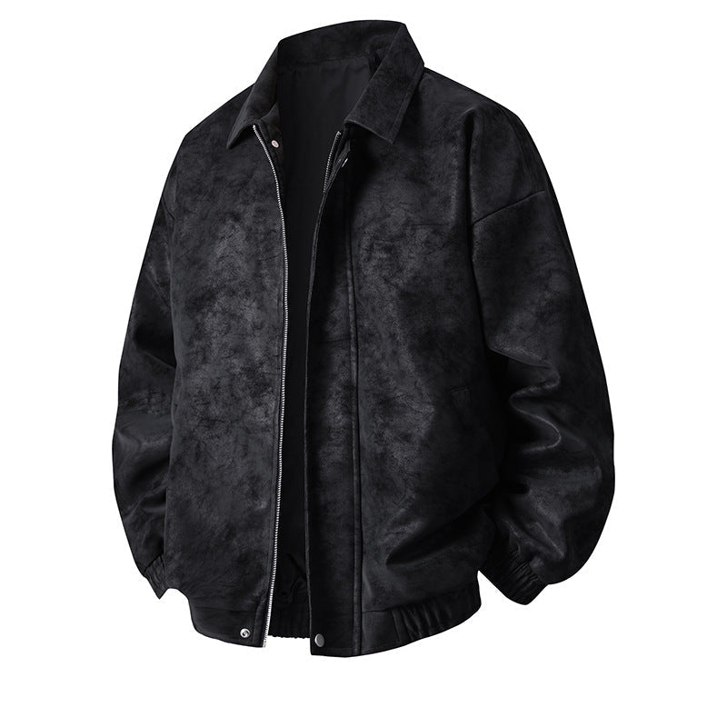 Men's Faux Leather Bomber Jacket Street-Wave Relaxed Fit With Practical Pockets For Modern Men