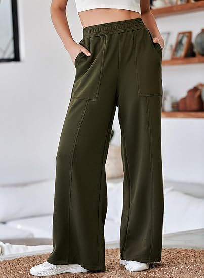 Streetwave Women Comfortable Breathable Wide Leg Lounge Pants With Elastic Waistband And Pockets For Everyday Casual Wear