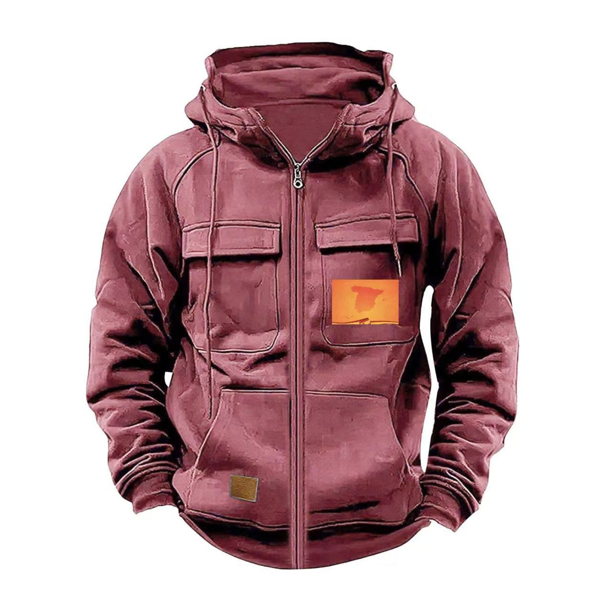 Street-wave Mens Multifunctional Hooded Jacket With Practical Pockets All-Season