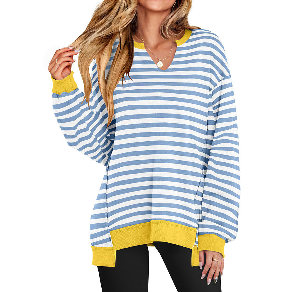 Streetwave Womens V Neck Oversized Pullover Sweatshirt Cozy Pink Comfort For Everyday Wear