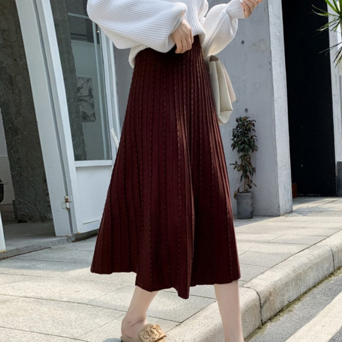 Street-Wave Pleated Skirt In Soft Material With Elastic Waistband For Women Elegant And Versatile
