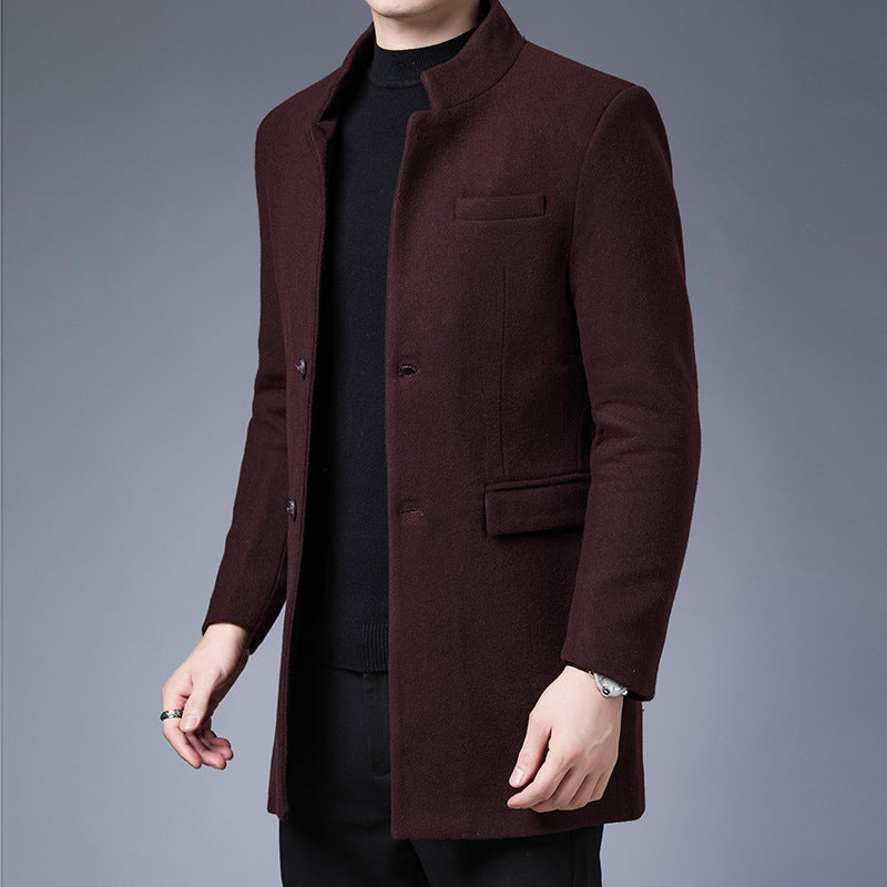 Mens Elegant Long Coat Street Wave Wool Blend Warmth Classic Fit For Style Conscious Men