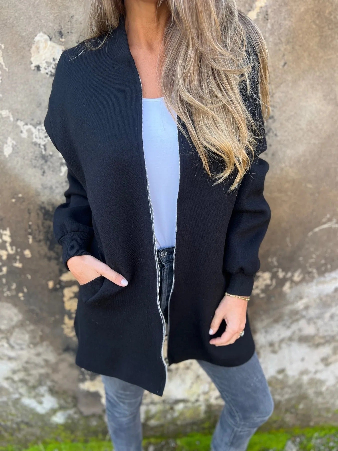 Street Wave Hooded Cotton Blend Jacket With Zip Front Relaxed Mid Length Fit For Casual Streetwear