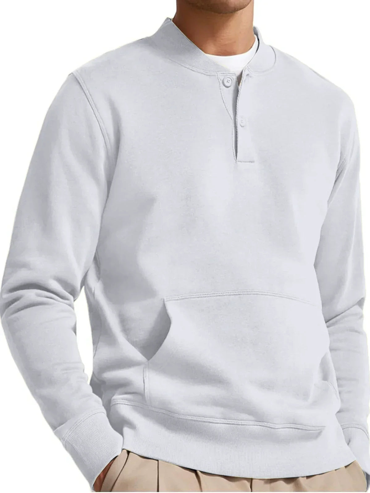 Street-Wave Men Pink Cotton-Blend Sweatshirt Button Neck
