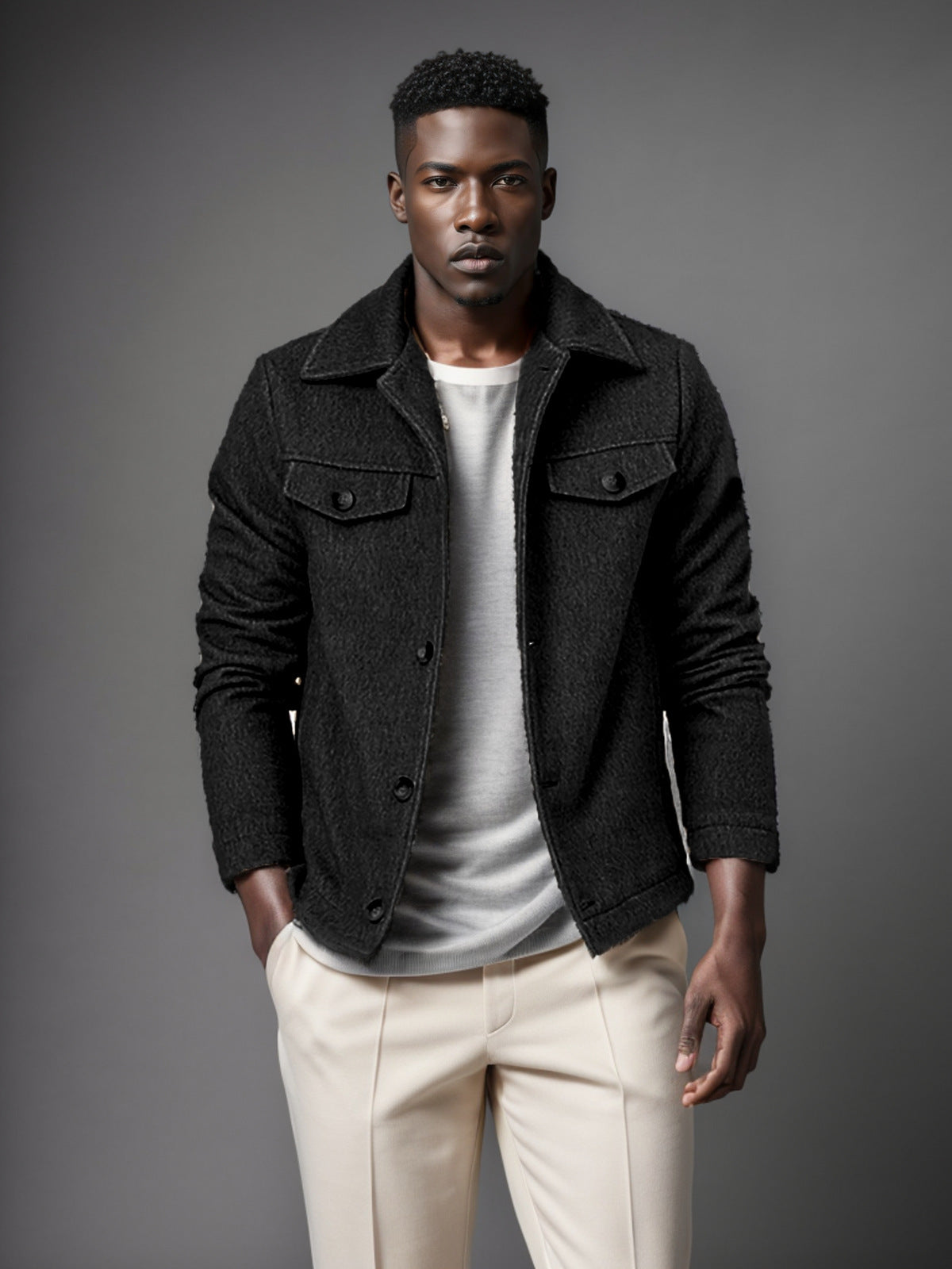 Street-Wave Boucle Jacket For Style Conscious Men Premium Textured Knit Outerwear