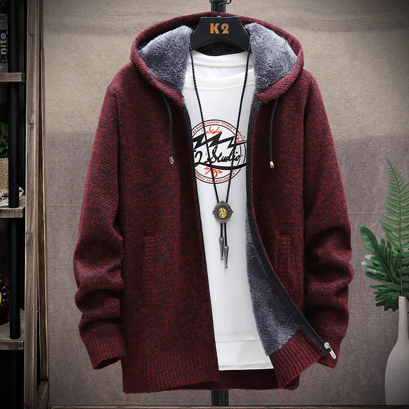 Street-wave Mens Cozy Fleece-Lined Hooded Jacket For Stylish Comfort In Cool Weather