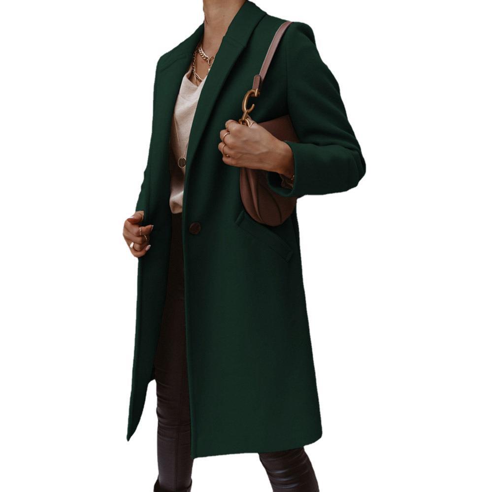 Street-wave Women Elegant Long Coat With Slim Fit And Deep Pockets A Versatile Winter Essential
