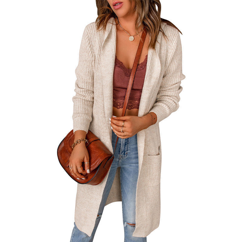Street Wave Womens Long Cardigan With Open Edges And Pockets For Everyday Comfort