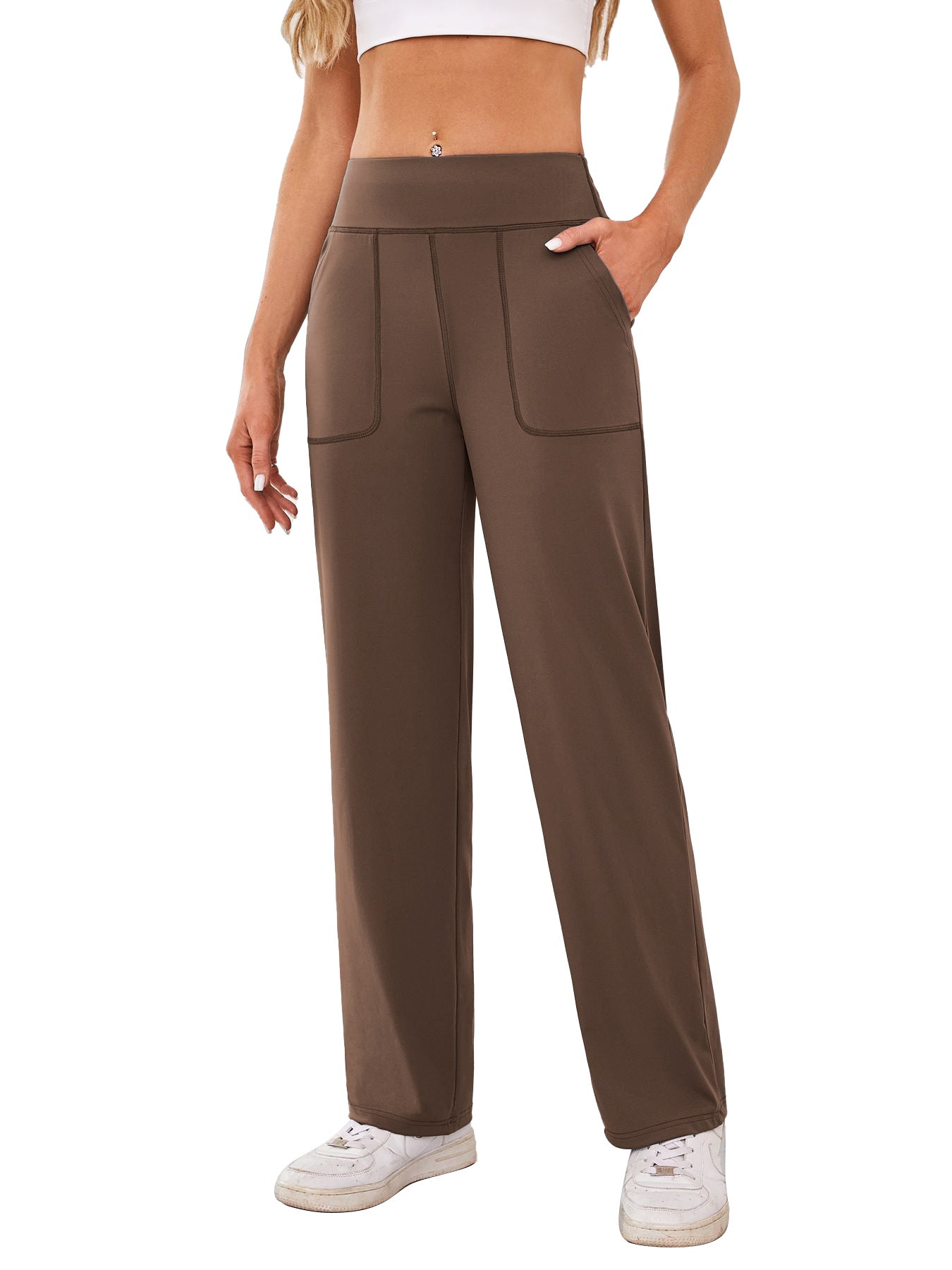 Women's Comfortable Leisure Pants With Side Pockets And Elastic Waistband Street-Wave