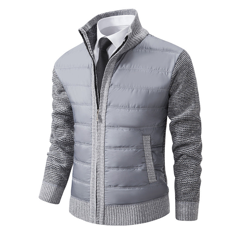 Street Wave Mens Quilted Hybrid Jacket With Modern Collar And Elastic Cuffs For Urban Winter