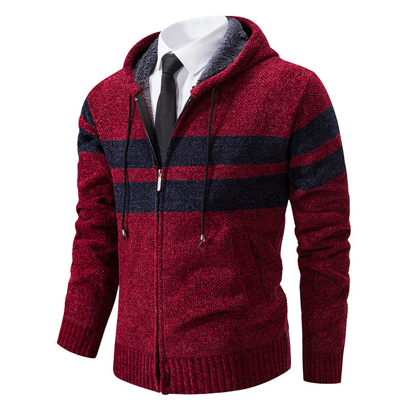 Street Wave Men's Hooded Zip Hoodie With Modern Zipper And Fleece Lining For Style Conscious Men