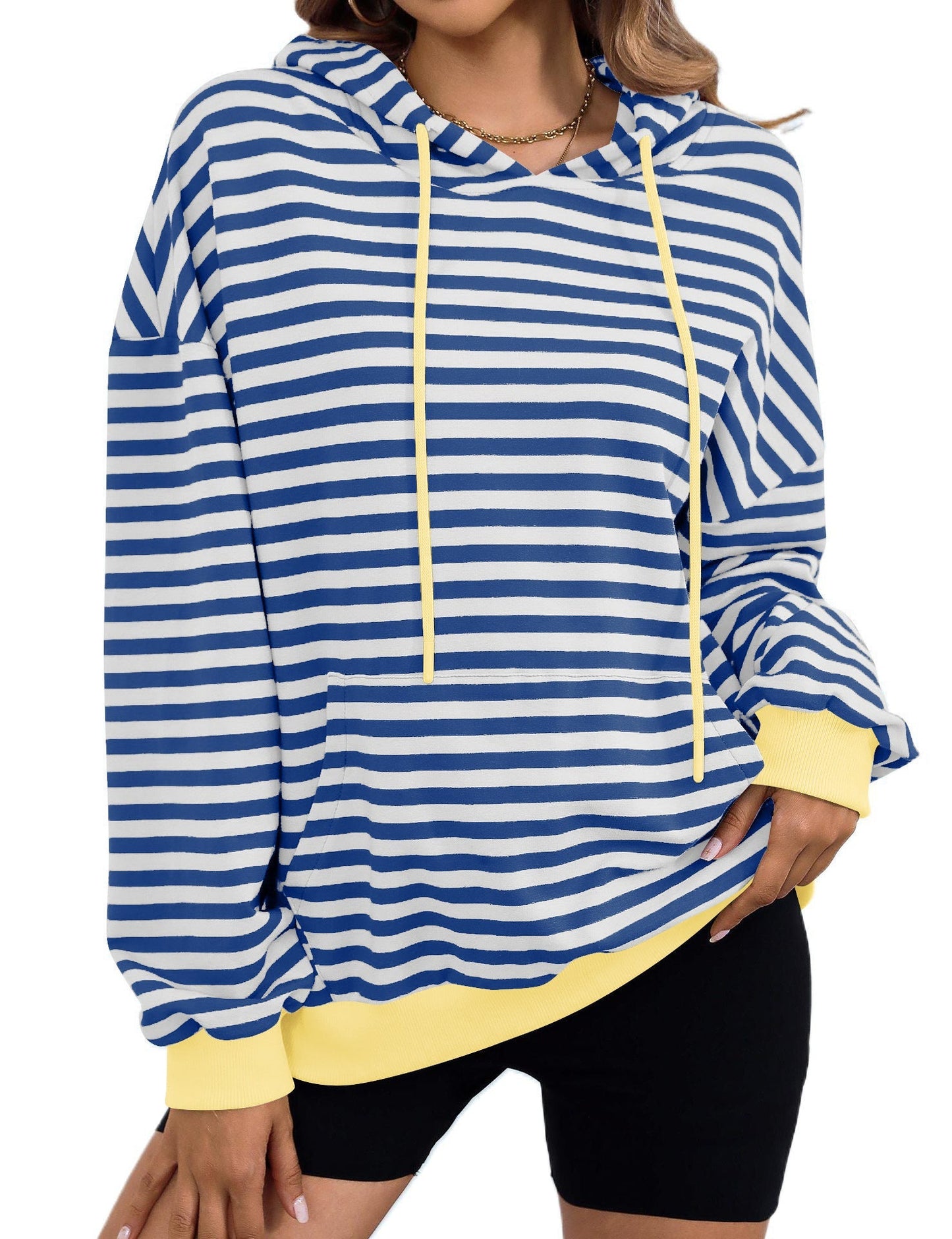 Streetwave Womens Colorful Striped Hoodie Cozy Soft Casual Streetwear For Women Bold Everyday Comfort