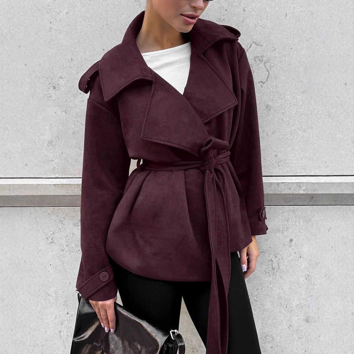 Womens Utility Jacket Belted Waist Relaxed Fit Street-Wave For Fashionable Women