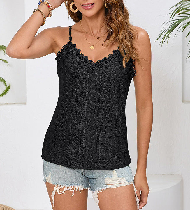 Street Wave Lace Cami Top For Women Elegant Scalloped Neckline Lightweight Breathable Summer Essential