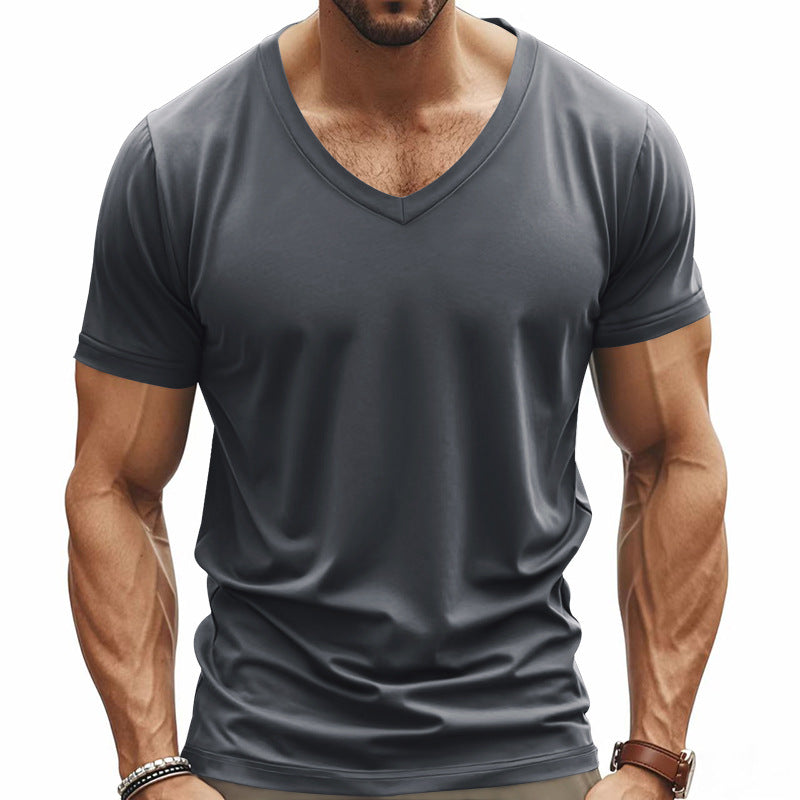 Street-Wave Men's V-Neck T-Shirt Breathable Cotton-Blend With Modern Cut For Active Wear